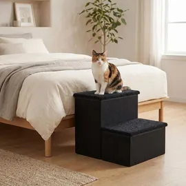 Relaxdays Hundetreppe Faltbar Schwarz 2 Stufen 40 cm x 35 cm x 32 cm