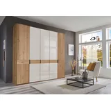 Wiemann Drehtürenschrank WIEMANN "Cardiff", weiß (glas weiß), B:246,3cm H:216cm T:58cm, Floatglas, Hartfaserplatte, Holzwerkstoff, Massivholz, Schränke, Drehtürenschrank, inkl. Türdämpfung