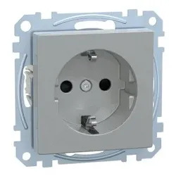 Merten MEG2350-0460 SCHUKO-Steckdose mit Kennzeichnung Computer, Berührungsschutz, Steckklemmen, aluminium, System M MEG23500460