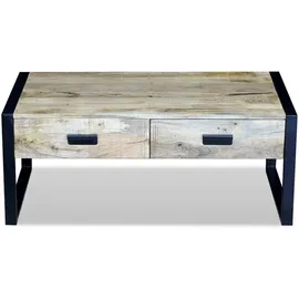 vidaXL Couchtisch mit 2 Schubladen Mangoholz Massiv 100x60x40 cm