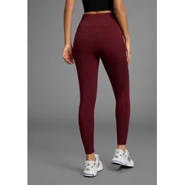 fayn sports Funktionshose "Push-up Lauf-Tights", Damen, Gr. 44, N-Gr, bordeaux, Interlock, Obermaterial: 77% Polyester, 23% Elasthan, unifarben, schmal 7/8-Länge, Hosen Funktionshose, mit Taschen