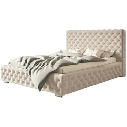Polsterbett mit Stauraum Wigan , beige , Maße (cm): H: 107