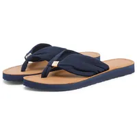 Zehentrenner TOMMY HILFIGER "TH LTR FOOTBED SUMMER SANDAL", Damen, Gr. 37, dunkelblau, Textil, Basic, Schuhe Zehentrenner, Sommerschuh, Strandschuh, Dianette, Flat mit Logoemblem