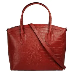 Henkeltasche CLUTY, Damen, Gr. B/H/T: 32cm x 27cm x 5cm onesize, rot, Leder, Taschen, echt Leder, Made in Italy