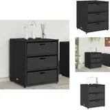 Vidaxl - Gartenschrank Schwarz 55x59x69 cm Poly Rattan - Outdoor-Schrank - Gartenschrank - Stauraum - Gartenorganisation - Polyrattan