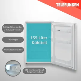 Telefunken C-135-100-W Kühlschrank (135 l, 838 mm hoch, Weiß)