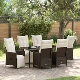 vidaXL Set aus 4 Braun PE-Rattan Einzelsofa Verstellbare Fußstützen
