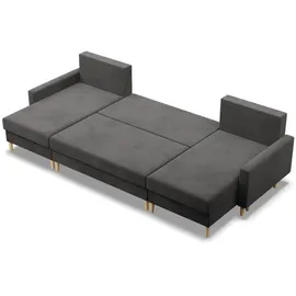 mebligo Ecksofa mit Schlaffunktion, Wendekissen, Sofa U-form BLANK Grau, 294x140cm - Hellgrau