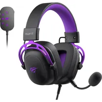 Havit H2002C+U (black+purple) (Kabelgebunden), Gaming Headset, Schwarz