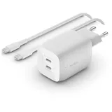 Belkin BoostCharge Pro GaN - Netzteil - PPS- und GaN-Technologie - 65 Watt - Fast Charge, PD 3.0 - 2 Ausgabeanschlussste