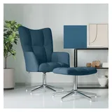 vidaXL Relaxsessel mit Hocker Samt 65 x 98 x 66 cm Blau drehbar