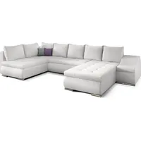 Wohnlandschaft mit Bettfunktion Polstergarnitur Ecksofa mit Schlaffunktion und Bettkasten Couch für Wohnzimmer Schlafsofa Sofagarnitur Sofa Eckcou... - Weiß