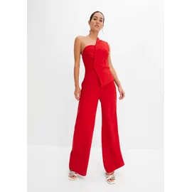 bonprix Overall BONPRIX, Damen, Gr. 44/46 (L), N-Gr, rot (rot (länge: regulär)), Obermaterial: 95% Polyester, 5% Elasthan. Futter: 100% Polyester, festlich, slim fit, Overalls Overall, für festliche Anlässe, One-Shoulder-Design, Slim fit, ärmellos
