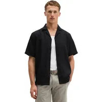 Marc O'Polo Kurzarmhemd "aus reinem Leinen", Herren, Gr. XL, Normalgrößen, schwarz, Obermaterial: 100% Leinen, unifarben, regular fit normal, normaler Saum, Hemden