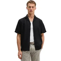 Marc O'Polo Kurzarmhemd "aus reinem Leinen", Herren, Gr. XL, Normalgrößen, schwarz, Obermaterial: 100% Leinen, unifarben, regular fit normal, normaler Saum, Hemden