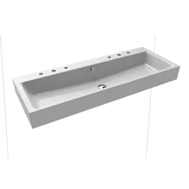 Kaldewei Puro Wand-Doppelwaschtisch 906806053199 120x46x12cm, mit Überlauf, 2x3 Hahnlöcher, manhattan Perl-Effekt