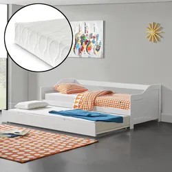 Sofabett Pederholm 90x200 cm mit 2 Kaltschaummatratzen Kiefernholz Natur