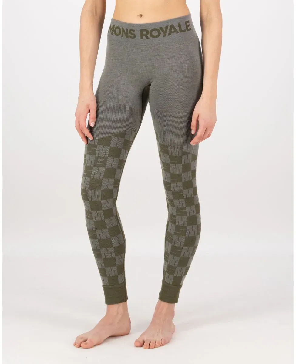 Mons Royale Womens Ascender Merino Seamless Legging dried sage / dark olive (915) XL