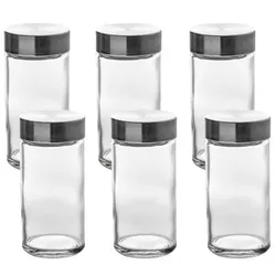 Set mit 6 geraden Gewürzgläsern aus Glas