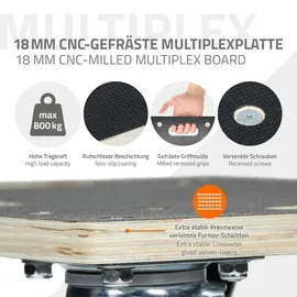 ECD Germany Transportroller 35 x 50 cm bis 800 kg Siebdruckplatte - PP-Räder Rollbrett Transporthilfe für Umzug Möbel-Transport