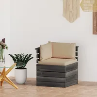 vidaXL Garten-Paletten-Ecksofa grau/beige