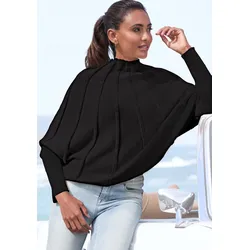 LASCANA Strickpullover Damen Strickpullover mit Fledermausärmeln, Schwarz