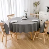 Baumwolle Und Leinen Einfarbig Tischdecke Runde Fleckabweisende Esstisch Outdoor Tischdecken,160cm,dunkelgrau