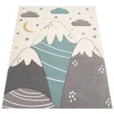 KADIMA DESIGN Kinderteppich Berge Kinderzimmer 100% Polypropylen schmutzabweisend Kinderteppich, Rechteckig, Höhe: 17 mm, Florhöhe: 13 mm, 160x230, Creme beige Rechteckig | 160 cm x 230 cm x 17 mm