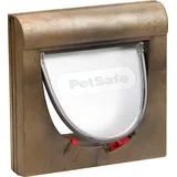 PetSafe Staywell Magnet Katzenklappe braun, 4 Wege, Teleskoprahmen, Tunnel, Halsband+Magnetanhänger, 22,30 x 22,30 cm