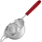 U-Taste Feinmaschiges Sieb: Küchensieb aus 18/8-Edelstahl, mittelgroßes Metallsieb mit genietet stabilem Silikongriff zum Sieben von Mehl, Abtropfen von Tee, Reis, Quinoa (Rot, 12 cm)