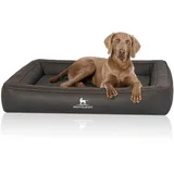 Knuffelwuff Orthopädisches Hundebett aus Laser gestepptem Kunstleder Montego XL 105 x 80cm Schwarz
