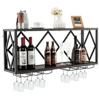 Costway Weinregal 100 x 25 x 45 cm Braun/Schwarz