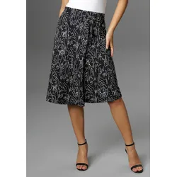 Sommerrock ANISTON SELECTED, Damen, Gr. 40, schwarz-weiß (schwarz, weiß), Jersey, Obermaterial: 95% Polyester, 5% Elasthan, gemustert, bedruckt, modisch, figurumspielend knielang, Röcke, mit Schnallen am Bund
