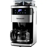 Hanseatic Kaffeemaschine mit Mahlwerk »HCMG105015SD«, 1,5 l Kaffeekanne, Papierfilter, 1x4, mit LCD Display und Timer, 35168767-0 schwarz/silber 1,5 l