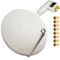 PremiumX Satelliten-Komplettanlage 100cm Satellitenschüssel Hellgrau Antenne Quad LNB F-Stecker,