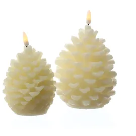 MARELIDA LED Kerze Tannenzapfen 15,5 cm creme