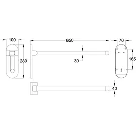 Villeroy & Boch ViCare Design Klappgriff Haltegriff verchromt 650x280mm