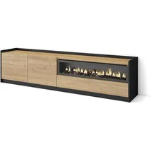 SKRAUT HOME Lowboard 207x50x37 cm Eiche Schwarz Holzwerkstoff