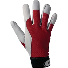 Leipold+Döhle Handschuhe Griffy Gr.10 rot/naturfarben Ziegennappaleder/Interlock auf SB-Karte