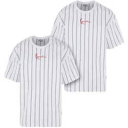 T-Shirt KARL KANI "Karl Kani Herren", Herren, Gr. XS, weiß, 100% Baumwolle, gestreift, casual, oversize, Rundhals, Kurzarm, Shirts