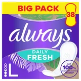 Always Daily Fresh Slipeinlagen Long, mit 100% pflanzenbasierten Fasern, 38 Stück, ohne Duft, bis zu 12 Stunden Schutz, ohne Duft