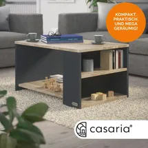 CASARIA Casaria® Couchtisch Holz mit Stauraum 2 Fächer 90x60x50cm Kratzfest 50kg Belastbar Ablage Beistelltisch Wohnzimmer Sofa Couch Tisch