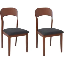 Esszimmerstuhl 2er Set ALVIN Holz Dunkelbraun