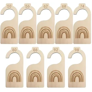 Baby Größentrenner aus Holz, 9 Stück Kleidung Trenner 50 bis 98 für Neugeborene Babykleidung