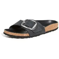 Birkenstock Madrid Damen-Sandale aus Leder, Schwarz (schwarzes Leder), 40 - 40 EU X-Schmal