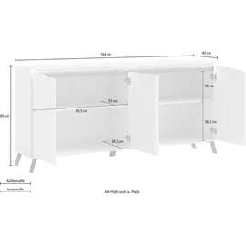 INOSIGN Sideboard INOSIGN "ALADINO", weiß, B:184cm H:86cm T:40cm, FSC-zertifizierter Holzwerkstoff, Sideboards, Sideboard, Breite 184 cm, komplett Hochglanz, ohne Beleuchtung