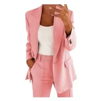 Hosenanzüge für Damen Elegant Blazer Anzug Set Business Modern Anzughose Einfarbig Streetwear Zweiteilig Hosenanzug Revers Slim Fit Sportlich Büro Outfit Anzugjacke Freizeitanzug - XXL