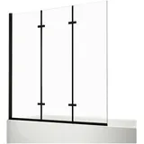 EMKE Emke, - Duschwand für Badewanne Mattschwarzer Badewannenfaltwand 3-teilig Faltbar, 130x140cm Badewannen-duschwand 6mm Nano-glas