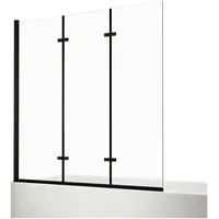 EMKE Emke, - Duschwand für Badewanne Mattschwarzer Badewannenfaltwand 3-teilig Faltbar, 130x140cm Badewannen-duschwand 6mm Nano-glas