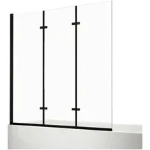 EMKE Emke, - Duschwand für Badewanne Mattschwarzer Badewannenfaltwand 3-teilig Faltbar, 130x140cm Badewannen-duschwand 6mm Nano-glas